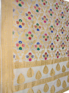 Exquisite Dyeable Banarasi Handloom Pure Georgette Silk Meenakari Jaal Saree - Luxurion World