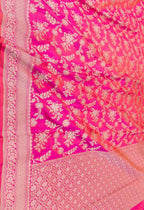 Pink Banarasi Handloom Pure Katan Silk Sona Roopa Jaal Work Saree - Luxurion World