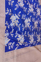 Blue Banarasi Handloom Pure Katan Silk Sona Roopa Jaal Work Saree - Luxurion World