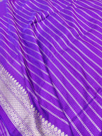 Purple Banarasi Handloom Pure Katan Silk Jaal Work Flower Design Saree - Luxurion World