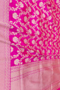 Pink Banarasi Handloom Pure Katan Silk Jaal Work Flower Design Saree - Luxurion World