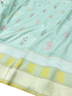 Blue Banarasi Handloom Pure Katan Silk Meenakari Flower Design Saree - Luxurion World