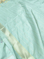 Blue Banarasi Handloom Pure Katan Silk Meenakari Flower Design Saree - Luxurion World