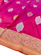 Pink Banarasi Handloom Pure Katan Silk Meenakari Saree - Luxurion World