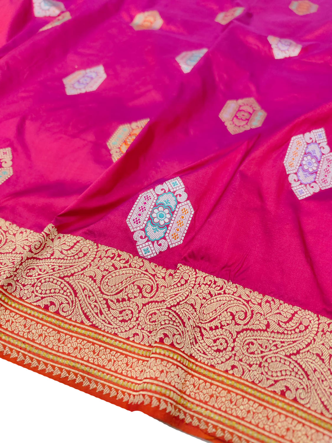 Pink Banarasi Handloom Pure Katan Silk Meenakari Saree - Luxurion World