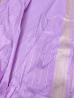 Purple Banarasi Handloom Pure Katan Silk Sona Roopa Flower Design Saree - Luxurion World