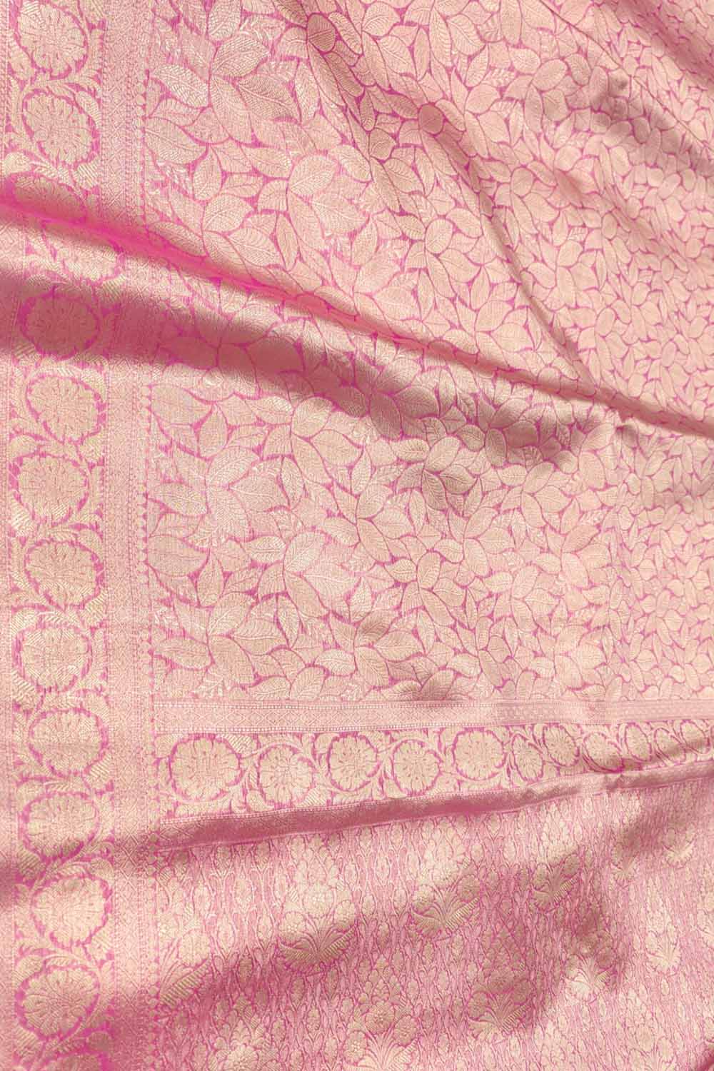 Pink Banarasi Handloom Pure Tissue Silk Brocade Saree - Luxurion World