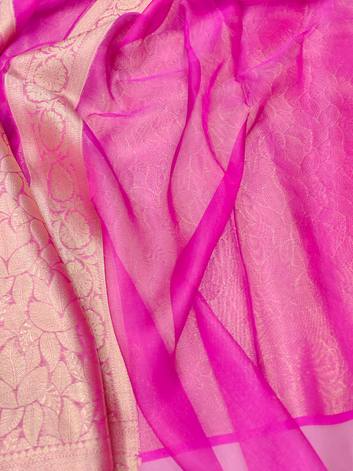 Pink Banarasi Handloom Pure Tissue Silk Brocade Saree - Luxurion World