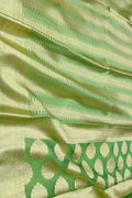 Green Banarasi Handloom Pure Tissue Silk Brocade Saree - Luxurion World