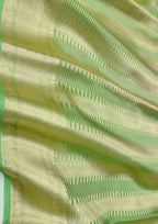 Green Banarasi Handloom Pure Tissue Silk Brocade Saree - Luxurion World
