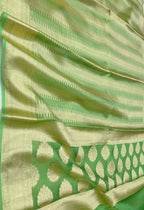 Green Banarasi Handloom Pure Tissue Silk Brocade Saree - Luxurion World