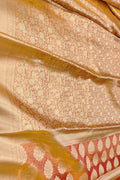 Orange Banarasi Handloom Pure Tissue Silk Brocade Saree - Luxurion World