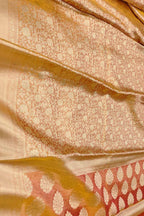 Orange Banarasi Handloom Pure Tissue Silk Brocade Saree - Luxurion World