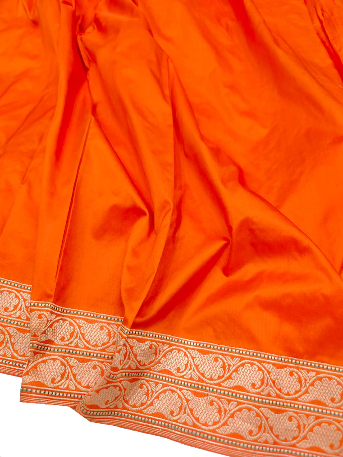 Orange Banarasi Handloom Pure Katan Silk Koniya Design Saree - Luxurion World