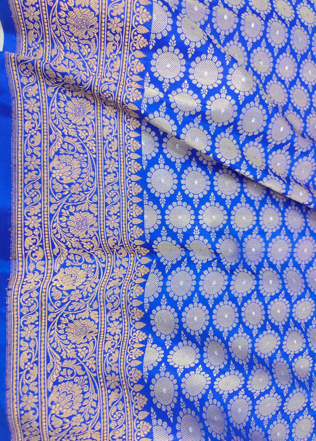 Blue Banarasi Handloom Pure Katan Silk Kadwa Tanchui Brocade Saree - Luxurion World