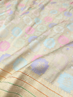 Multicolor Banarasi Handloom Pure Katan Silk Rangkat Flower Design Saree - Luxurion World