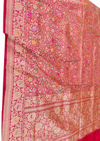 Red Banarasi Handloom Pure Katan Silk Kimkhwab Kadwa Saree - Luxurion World