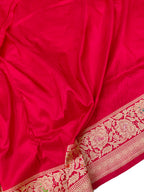Red Banarasi Handloom Pure Katan Silk Kimkhwab Kadwa Saree - Luxurion World