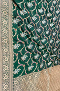 Green Banarasi Handloom Pure Mashru Silk Meenakari Saree - Luxurion World