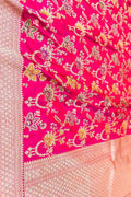 Pink Banarasi Handloom Pure Mashru Silk Meenakari Saree - Luxurion World