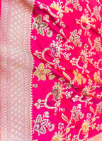 Pink Banarasi Handloom Pure Mashru Silk Meenakari Saree - Luxurion World