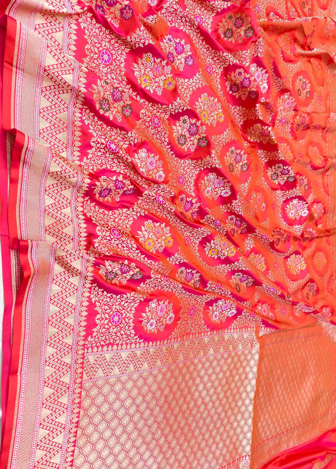 Pink Banarasi Handloom Pure Mashru Silk Meenakari Saree - Luxurion World