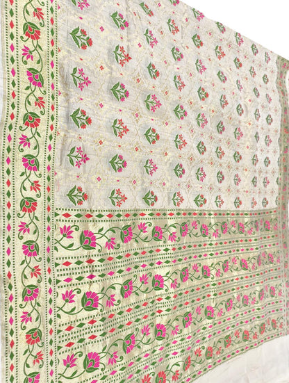 Dyeable Banarasi Handloom Pure Tussar Silk Meenakari Saree - Luxurion World