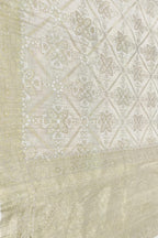 Dyeable Banarasi Handloom Pure Tussar Silk Sona Roopa Flower Design Saree - Luxurion World