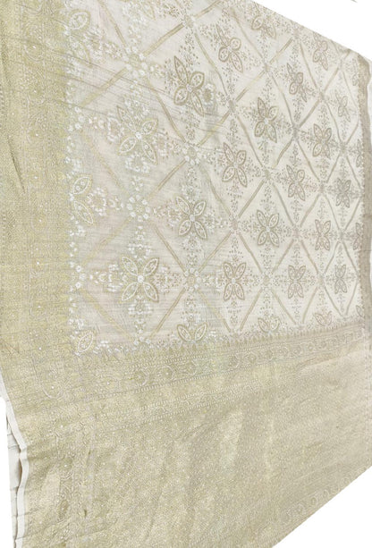 Dyeable Banarasi Handloom Pure Tussar Silk Sona Roopa Flower Design Saree - Luxurion World