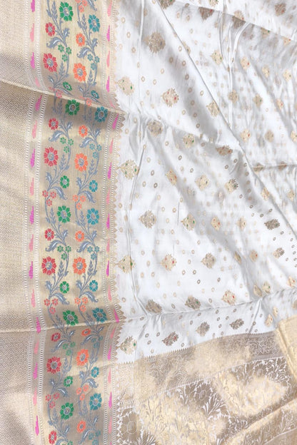 Dyeable Banarasi Handloom Pure Dupion Silk Saree - Luxurion World