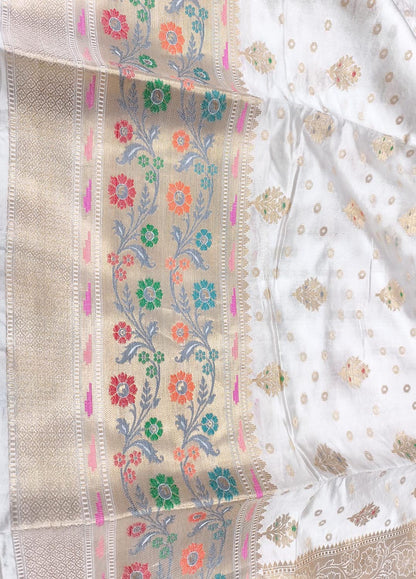 Dyeable Banarasi Handloom Pure Dupion Silk Saree - Luxurion World