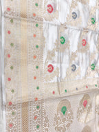 Dyeable Banarasi Handloom Pure Dupion Silk Flower Design Saree - Luxurion World
