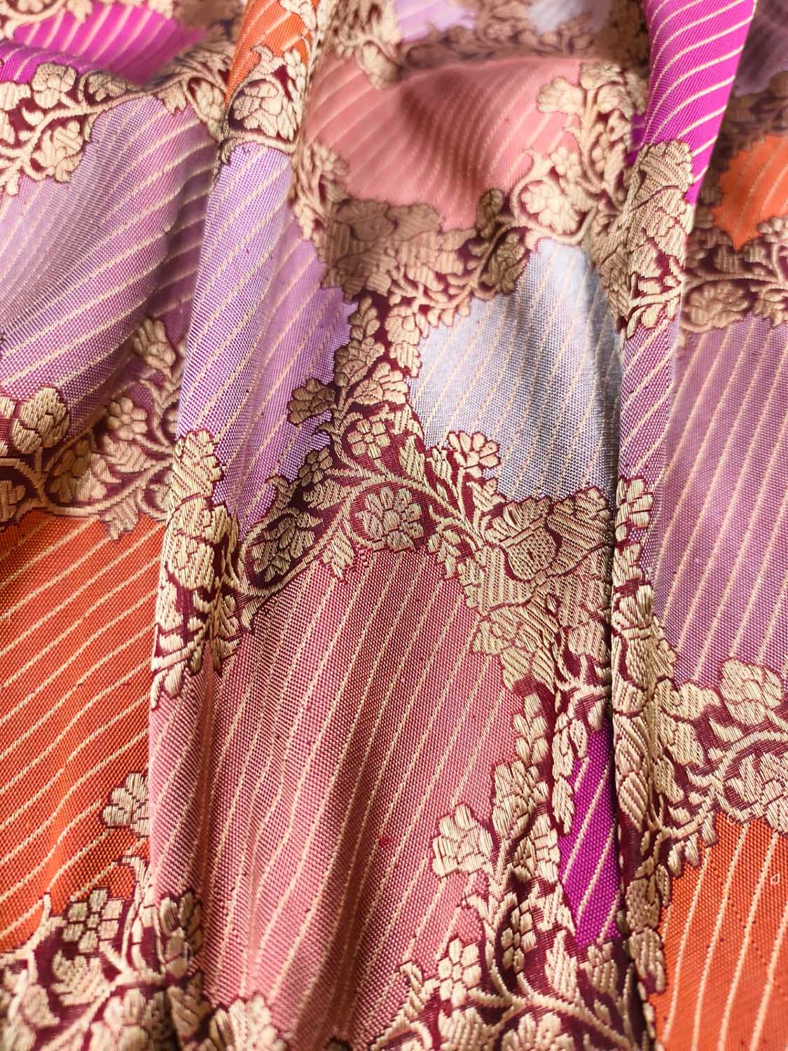 Multicolor Handloom Banarasi Pure Katan Silk Saree - Luxurion World