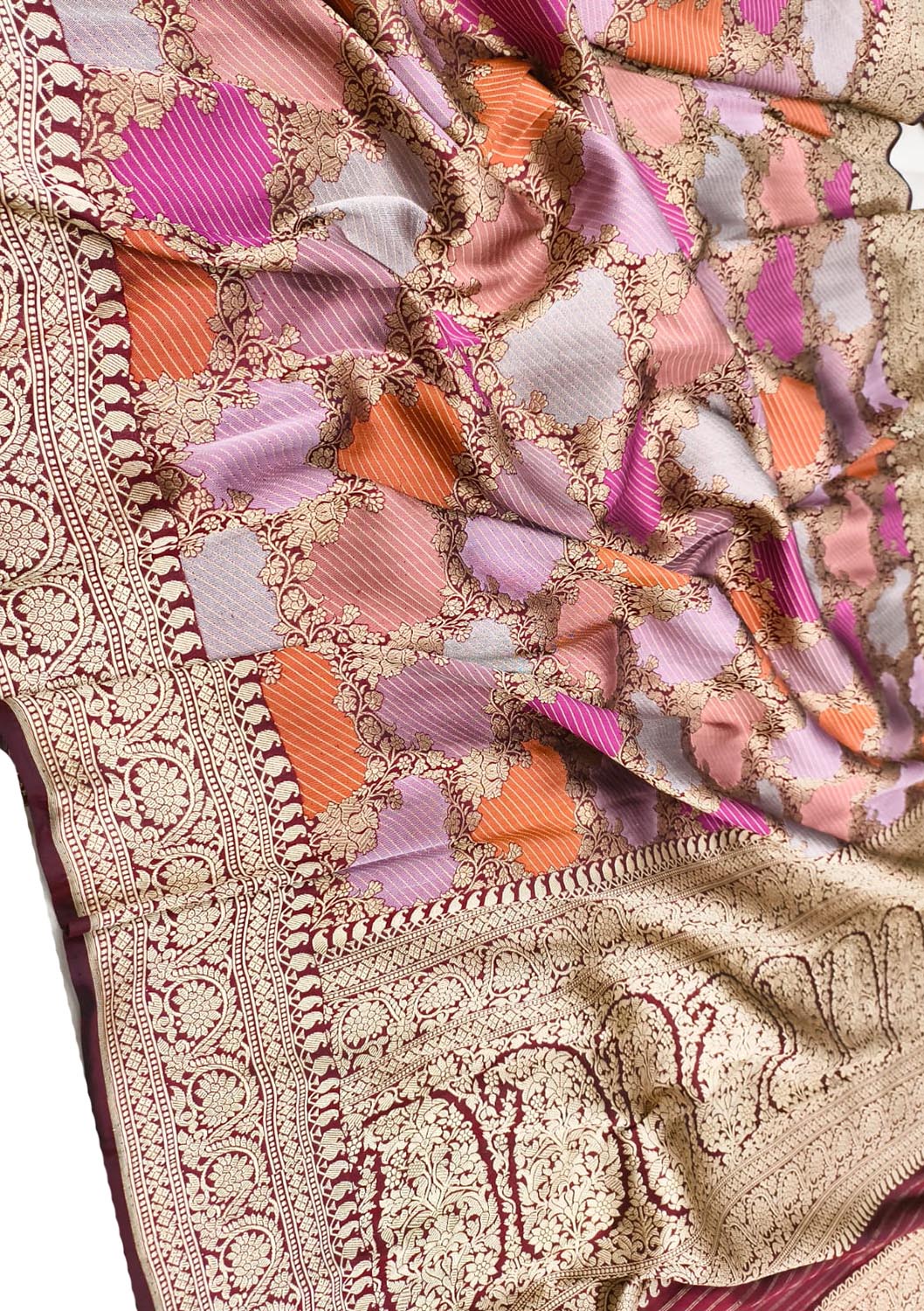 Multicolor Handloom Banarasi Pure Katan Silk Saree - Luxurion World