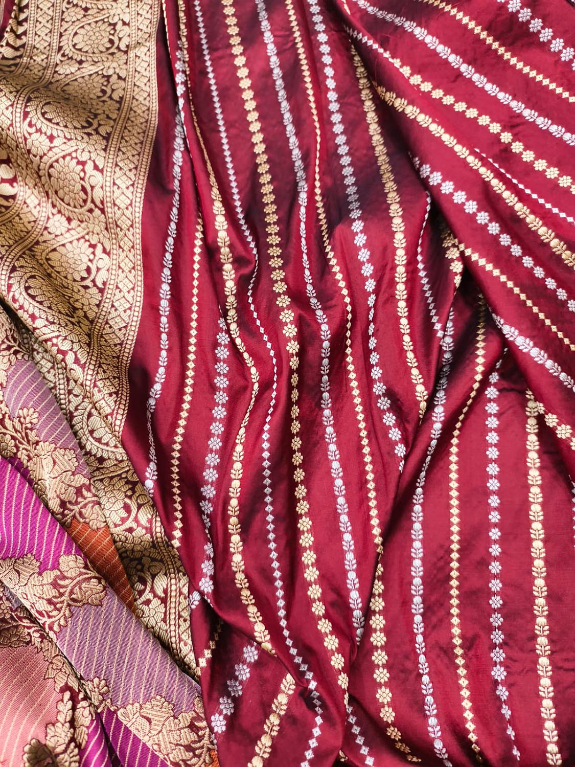 Multicolor Handloom Banarasi Pure Katan Silk Saree - Luxurion World