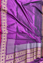 Exquisite Purple Handloom Banarasi Pure Katan Silk Saree - Luxurion World