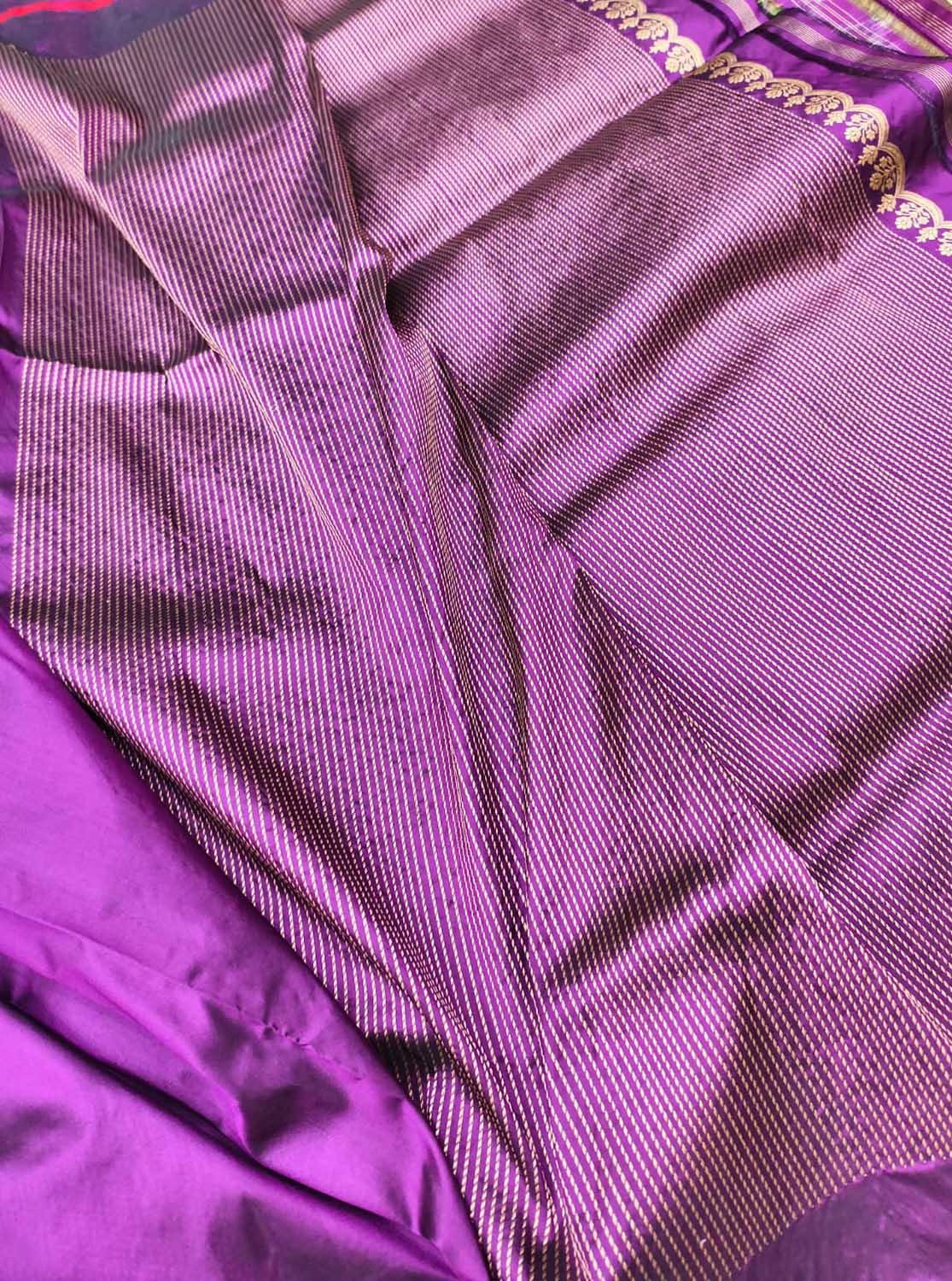 Exquisite Purple Handloom Banarasi Pure Katan Silk Saree - Luxurion World