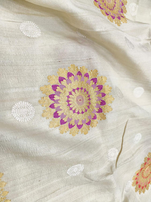 Stunning Dyeable Handloom Banarasi Tussar Silk Meenakari Saree - Luxurion World