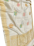 Elegant Dyeable Handloom Banarasi Tussar Silk Meenakari Flower Design Saree - Luxurion World