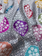 Multicolor Handloom Banarasi Pure Katan Silk Flower Design Meenakari Saree - Luxurion World