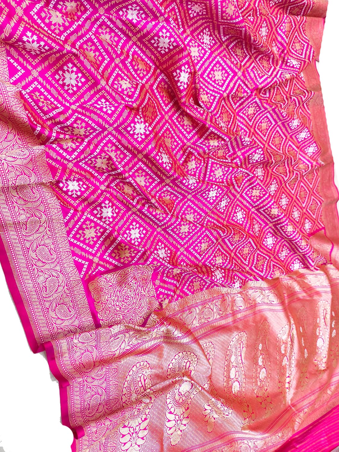 Exquisite Pink Handloom Banarasi Pure Katan Silk Kadwa Saree - Luxurion World