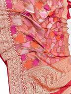Multicolor Handloom Banarasi Pure Katan Silk Rangkat Saree - Luxurion World