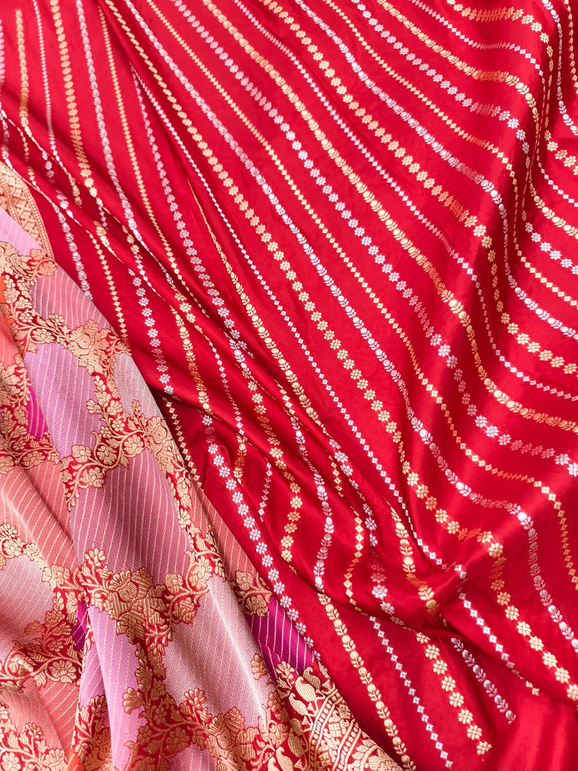 Multicolor Handloom Banarasi Pure Katan Silk Rangkat Saree - Luxurion World