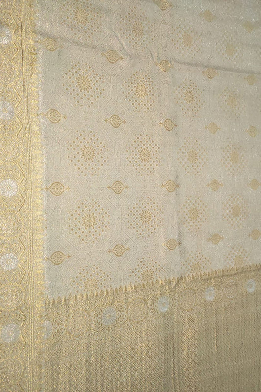 Exquisite Dyeable Banarasi Handloom Pure Moonga Silk Sona Roopa Saree - Luxurion World