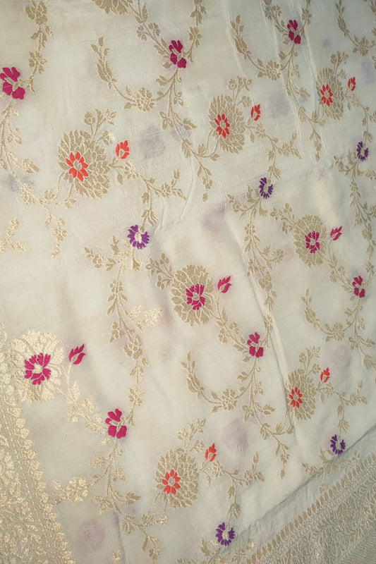 Exquisite Dyeable Banarasi Handloom Pure Moonga Silk Meenakari Saree - Luxurion World