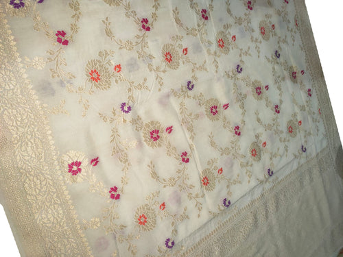 Exquisite Dyeable Banarasi Handloom Pure Moonga Silk Meenakari Saree - Luxurion World