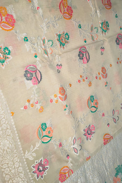 Exquisite Dyeable Banarasi Handloom Pure Moonga Silk Meenakari Saree - Luxurion World