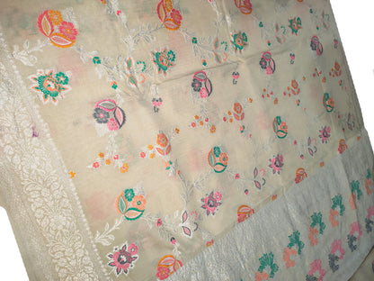 Exquisite Dyeable Banarasi Handloom Pure Moonga Silk Meenakari Saree - Luxurion World