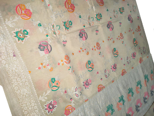 Exquisite Dyeable Banarasi Handloom Pure Moonga Silk Meenakari Saree - Luxurion World