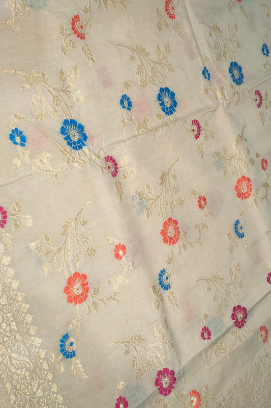 Exquisite Dyeable Banarasi Handloom Pure Moonga Silk Meenakari Saree - Luxurion World